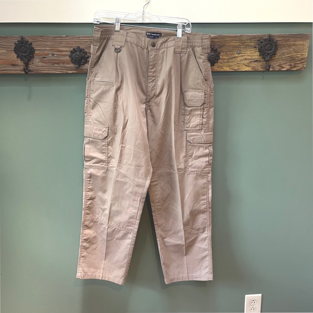 5.11 Tactical Series Mens 34x32 Khaki Ripstop Cargo Pants Tan Utility Workwear